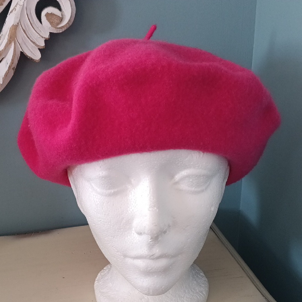 & Parkhurst Hot Pink 100% Wool Beret
